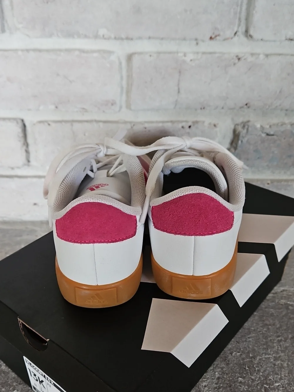 Girl's Adidas VL Court 3.0 Size 13 Pink & White